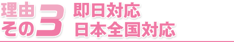 理由その3 即日対応 日本全国対応